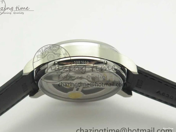 MIROTIME 0714 Popular Portuguese Flying Tourbillon SS Gray Dial 2 Sub Dials on Black Leather Strap 7159
